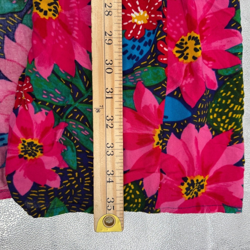 Patrons of Peace Floral Maxi Skirt Pink Blue Tropical High Belt Womens Medium - Picture 15 of 15